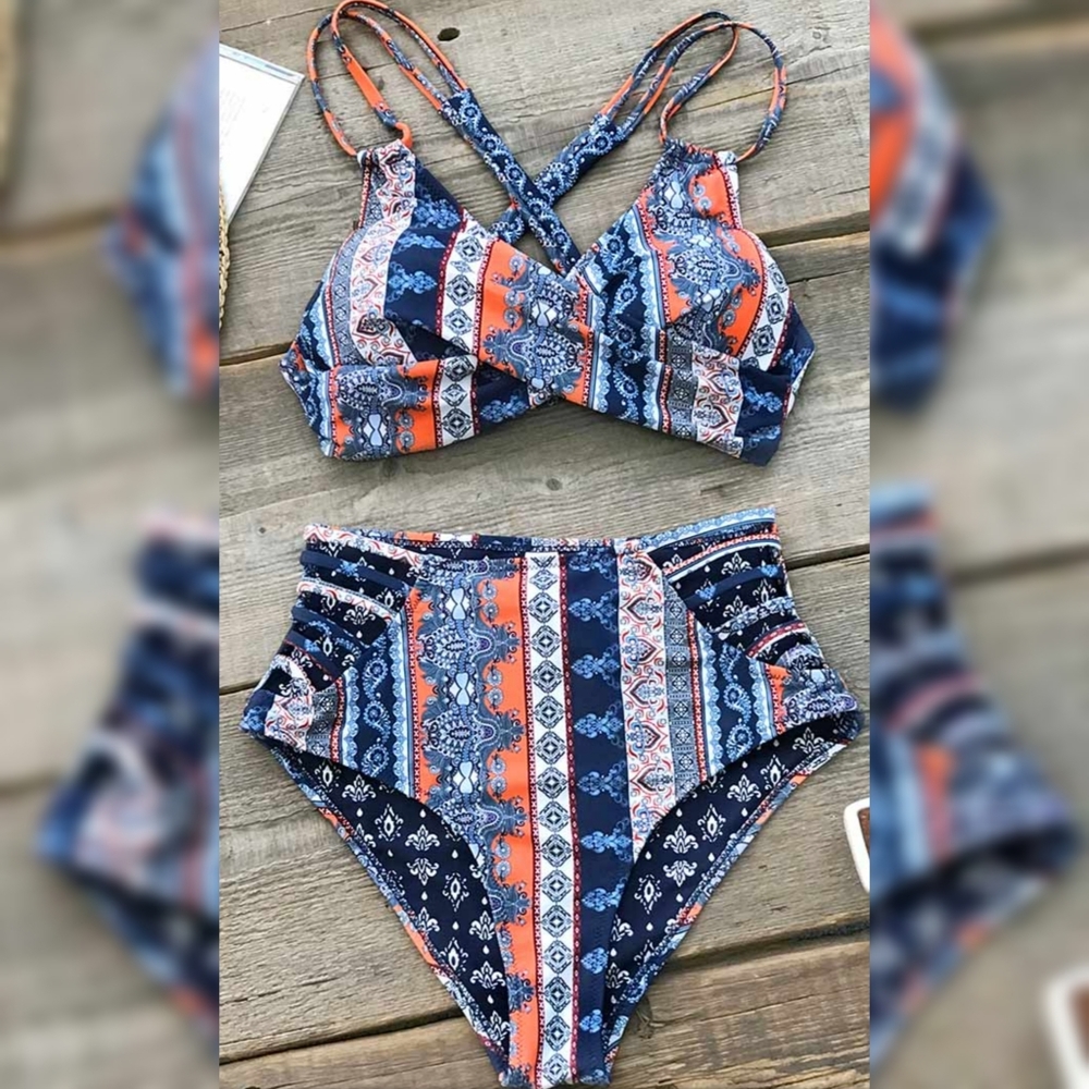 Boho High Waist Swim Suit - Size Small